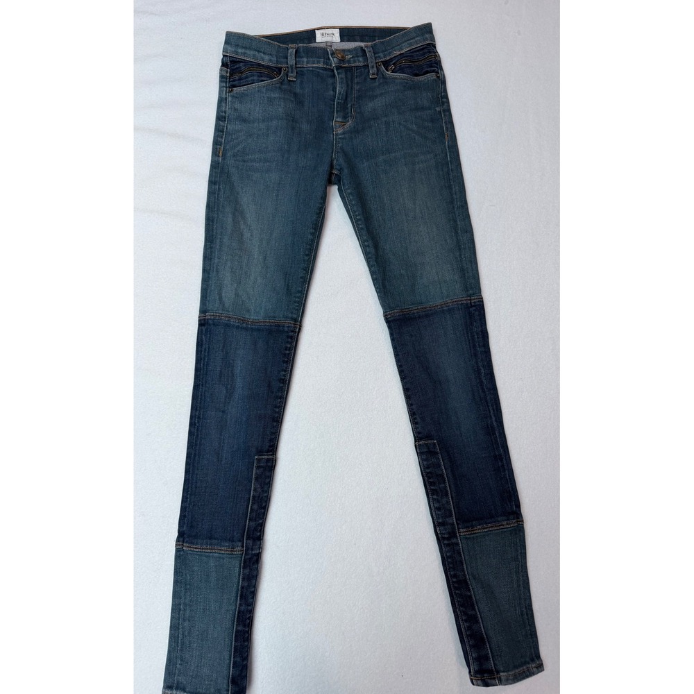 Hudson Womens Patchwork Colorblock Skinny Jeans Blue Denim Made in USA Size 27